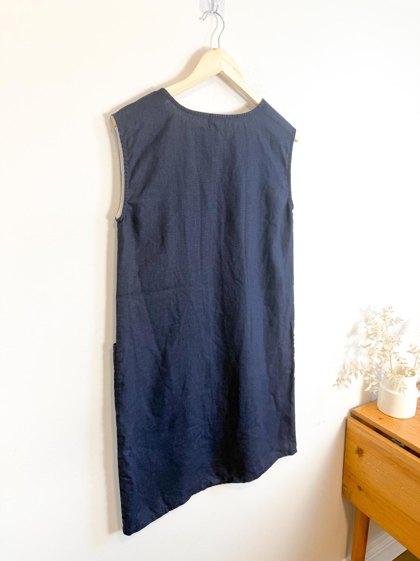 Atelier B Slow Fashion Linen Mini Dress in Navy (Size S/M)