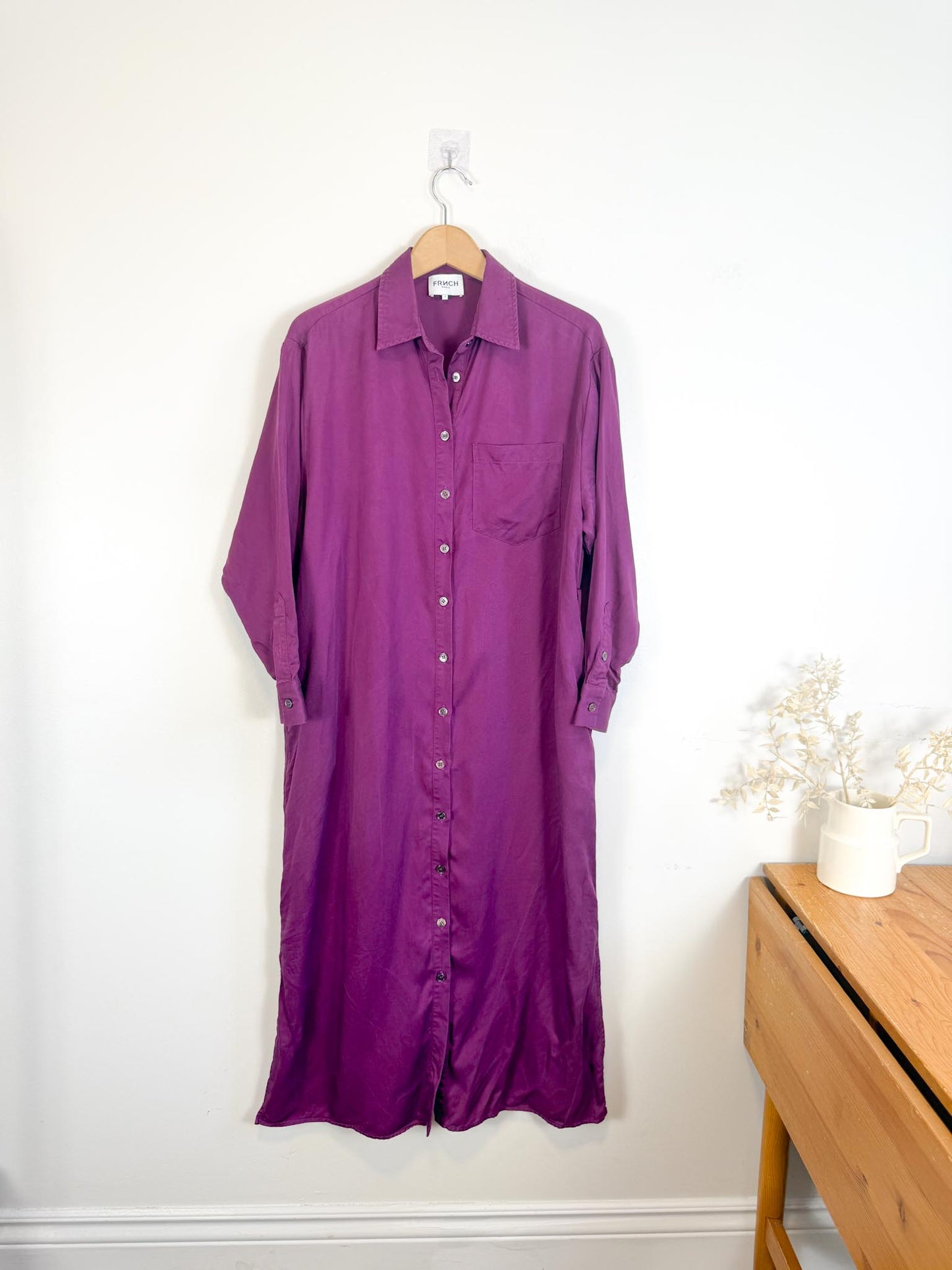 FRNCH Paris Shirt Dress in Aubergine Purple (Size S-L)