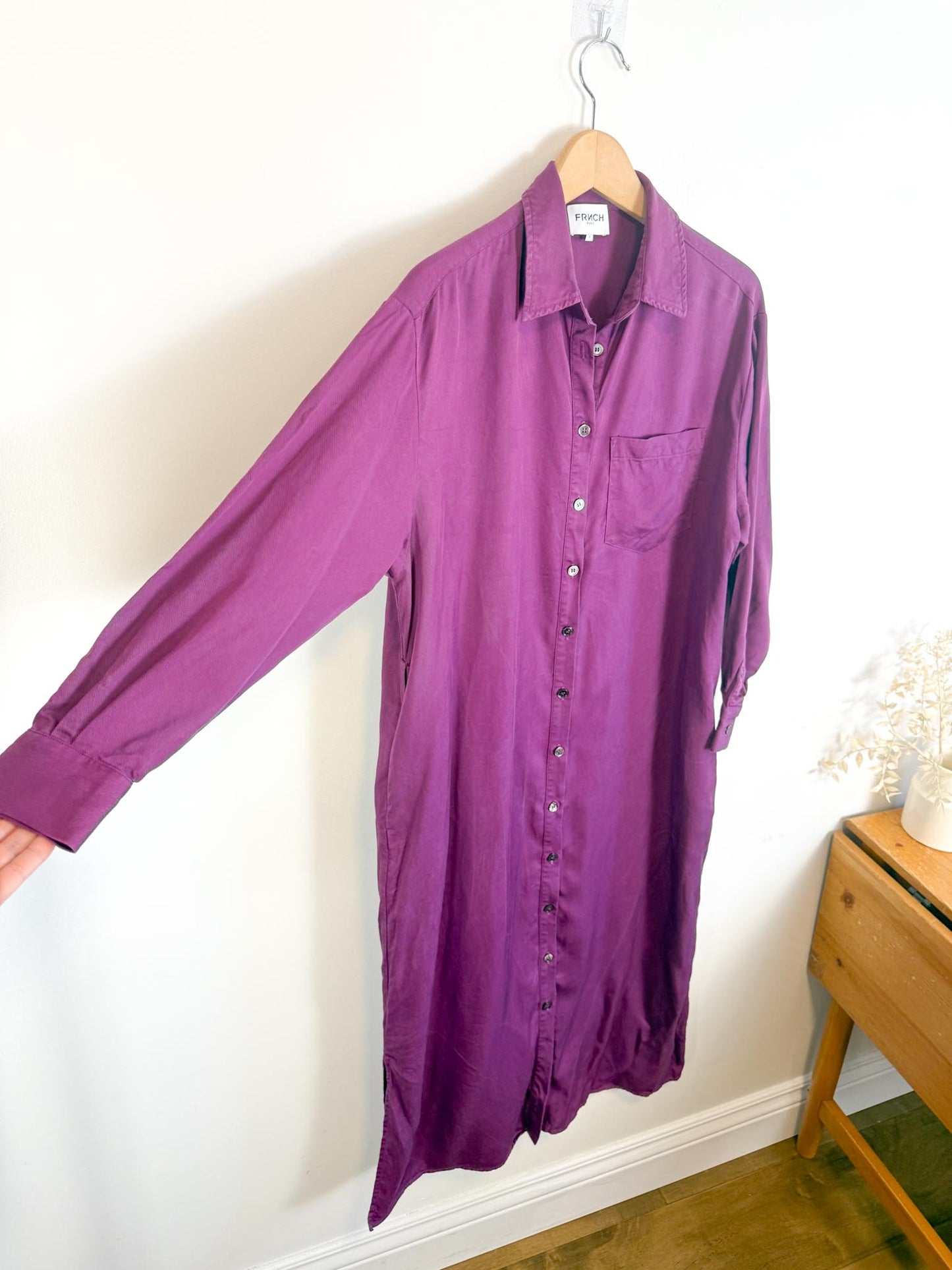 FRNCH Paris Shirt Dress in Aubergine Purple (Size S-L)