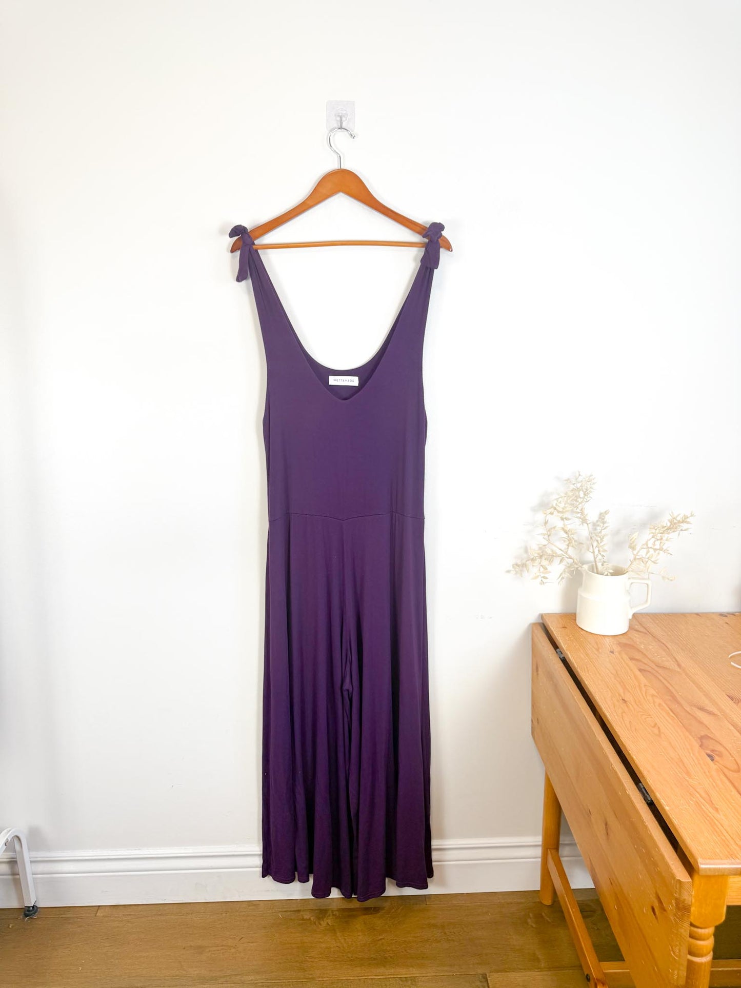 METTAMADE Slow Fashion Wide Leg Jumpsuit in Purple (Size L)