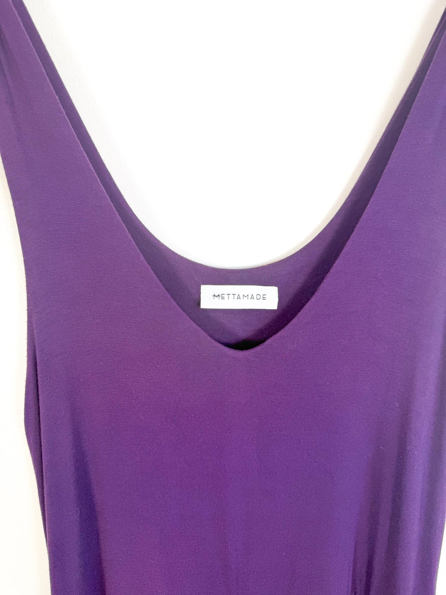 METTAMADE Slow Fashion Wide Leg Jumpsuit in Purple (Size L)
