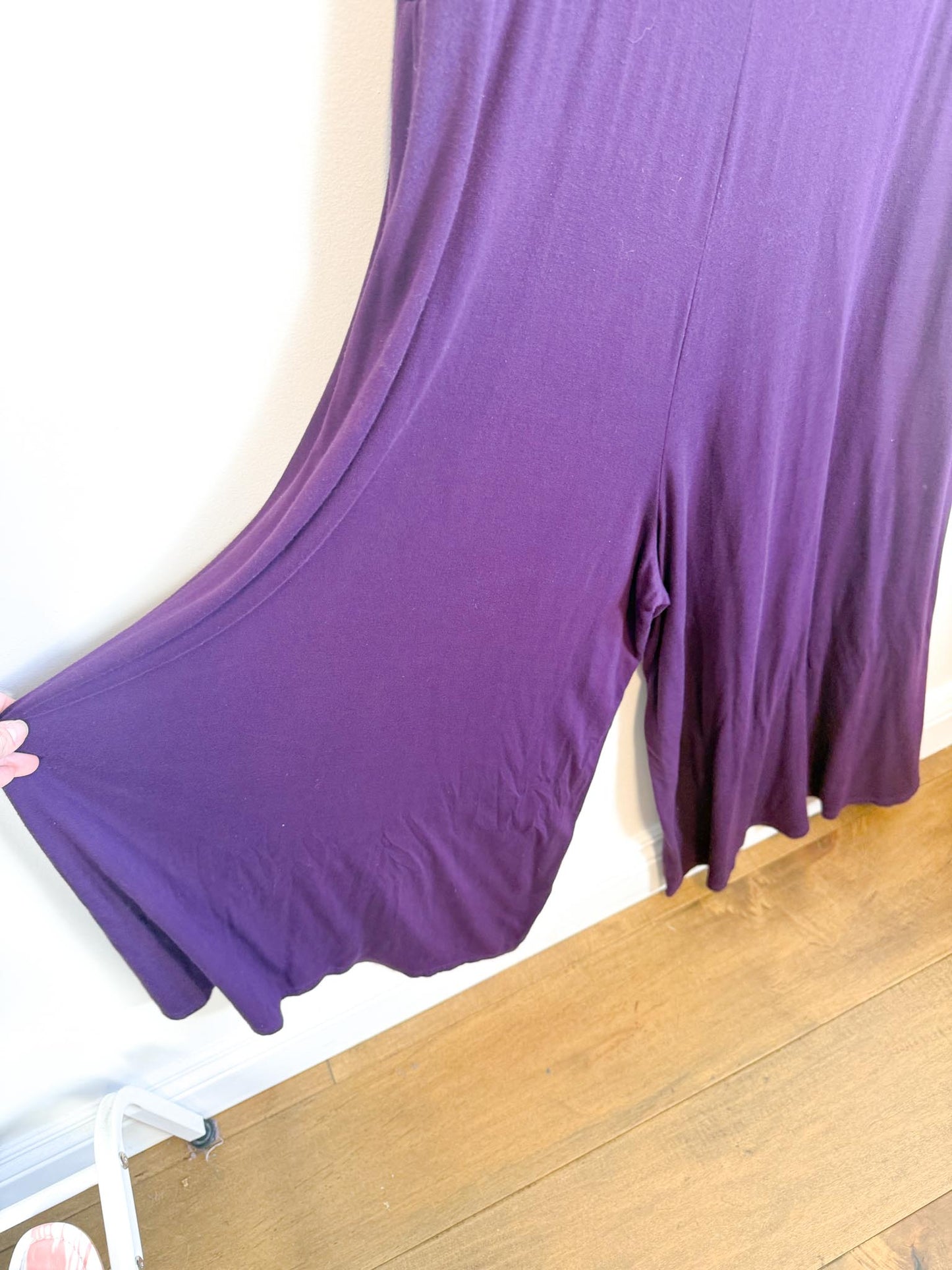METTAMADE Slow Fashion Wide Leg Jumpsuit in Purple (Size L)