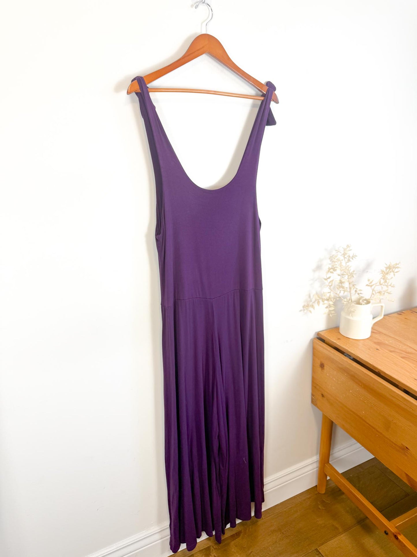 METTAMADE Slow Fashion Wide Leg Jumpsuit in Purple (Size L)