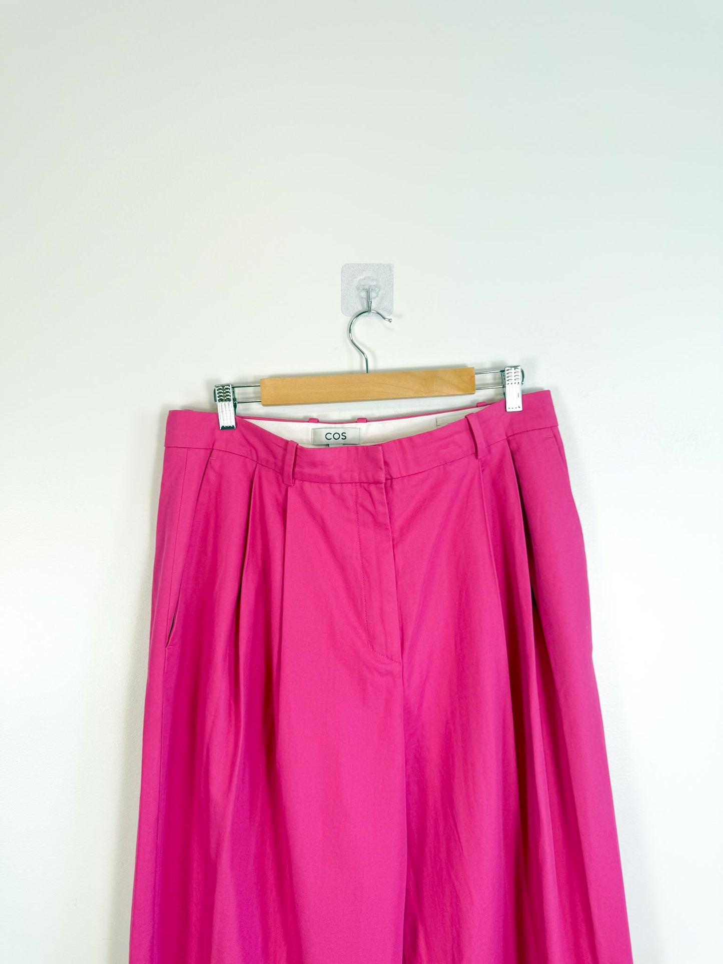 COS "Relaxed Tailored Wide Leg Trousers in Bright Pink" (Size 12)