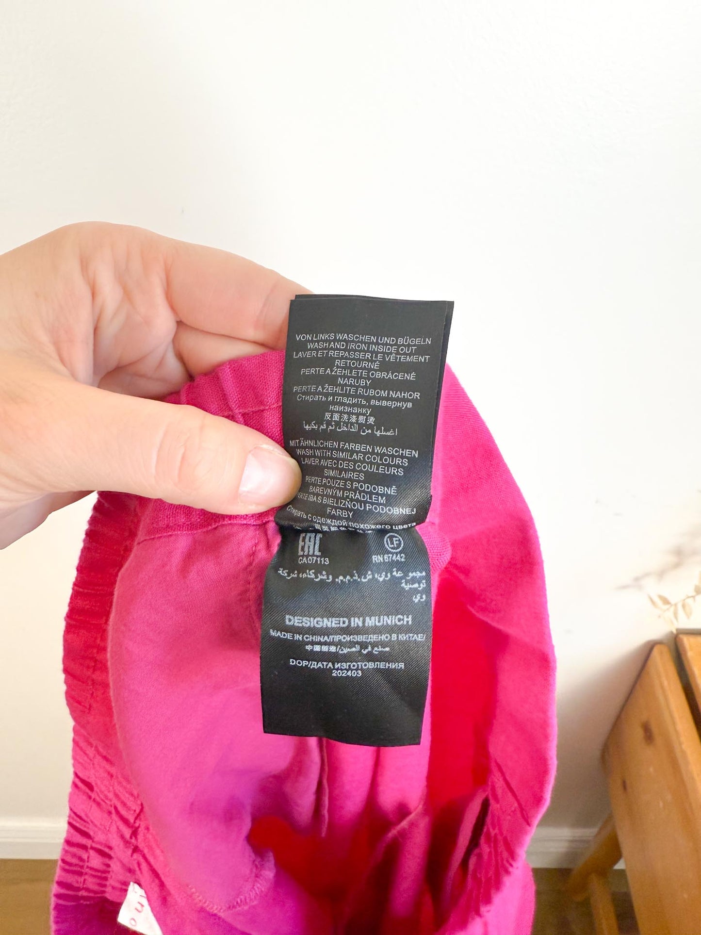 OUI Wide Leg Linen Culottes in Hot Pink (Size XL)