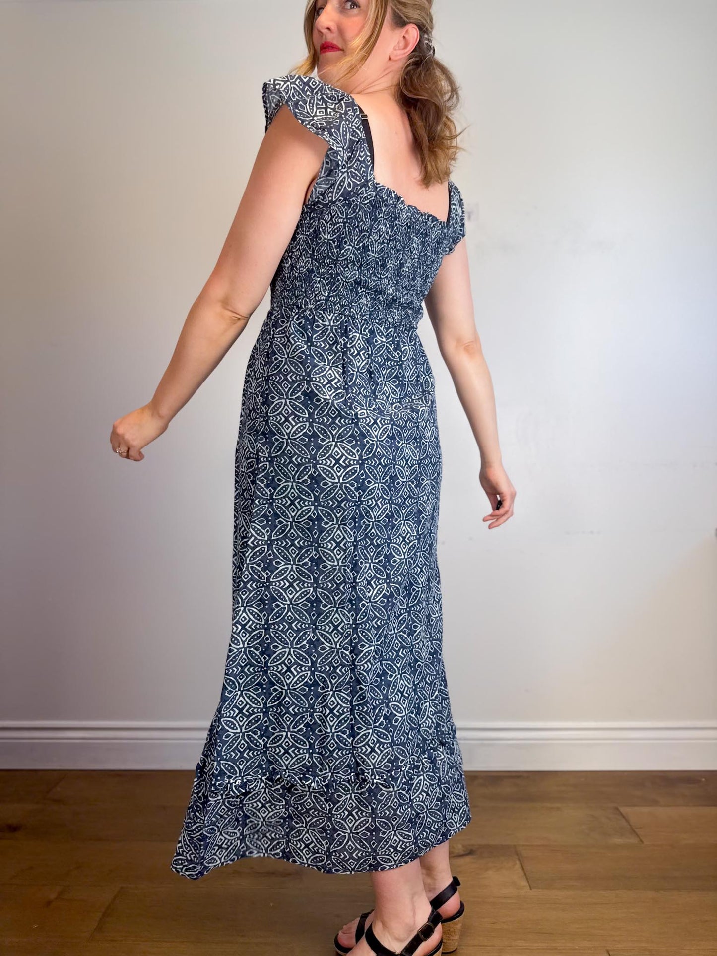 Melissa Nepton Cotton Maxi Dress in Navy (Size M)