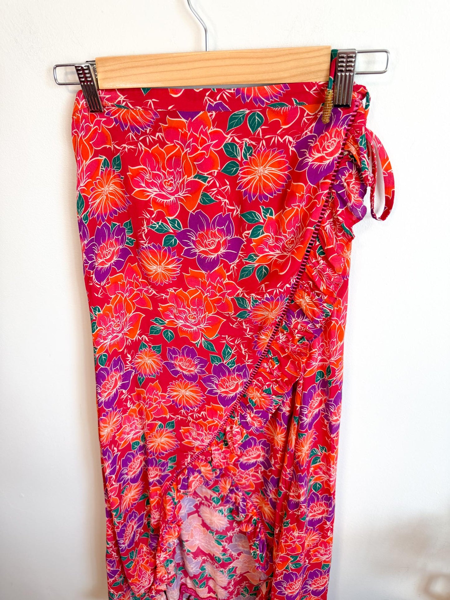Paloma Blue Silk Crepe De Chine Top & Skirt Set (Size S)
