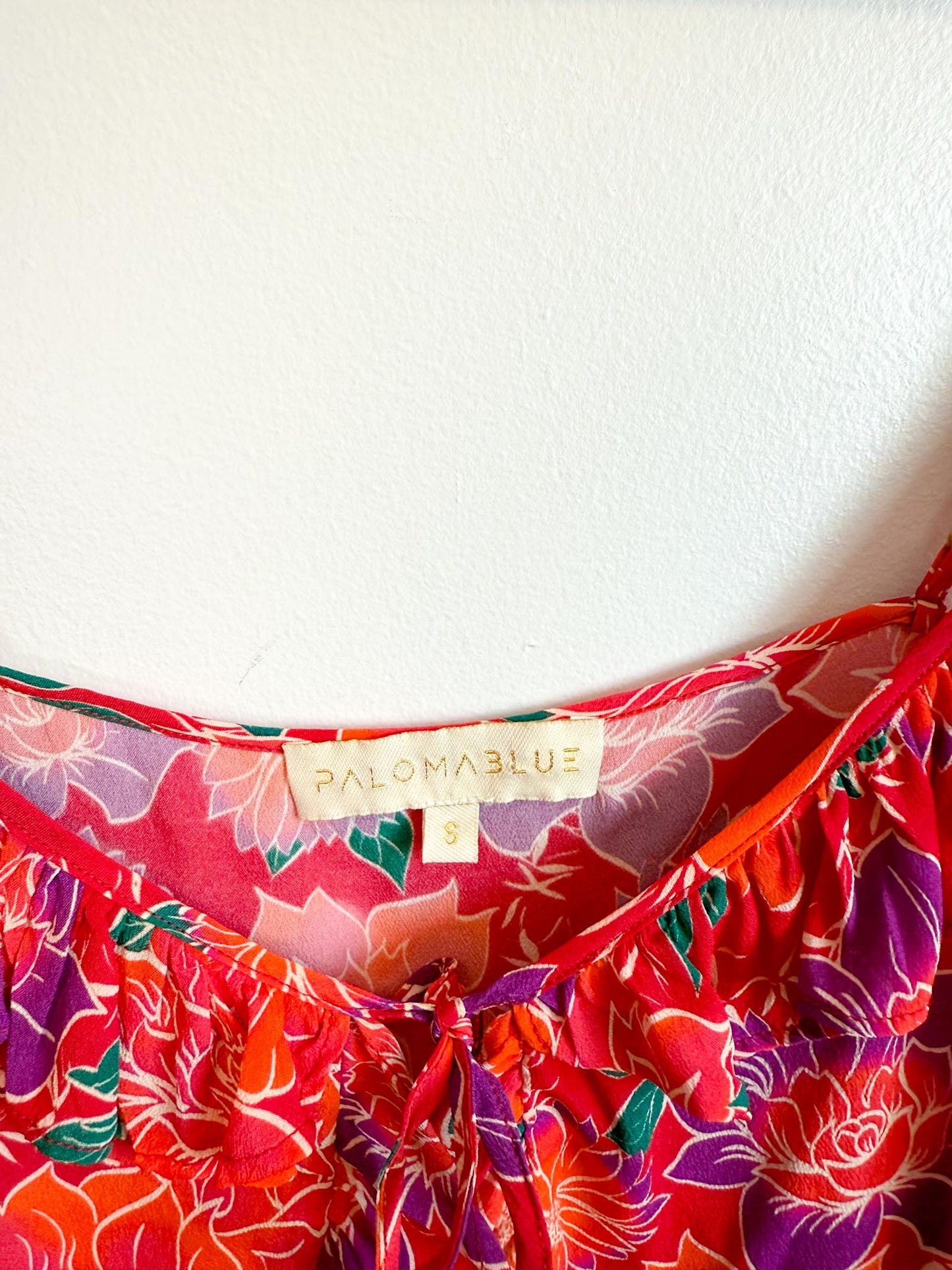 Paloma Blue Silk Crepe De Chine Top & Skirt Set (Size S)