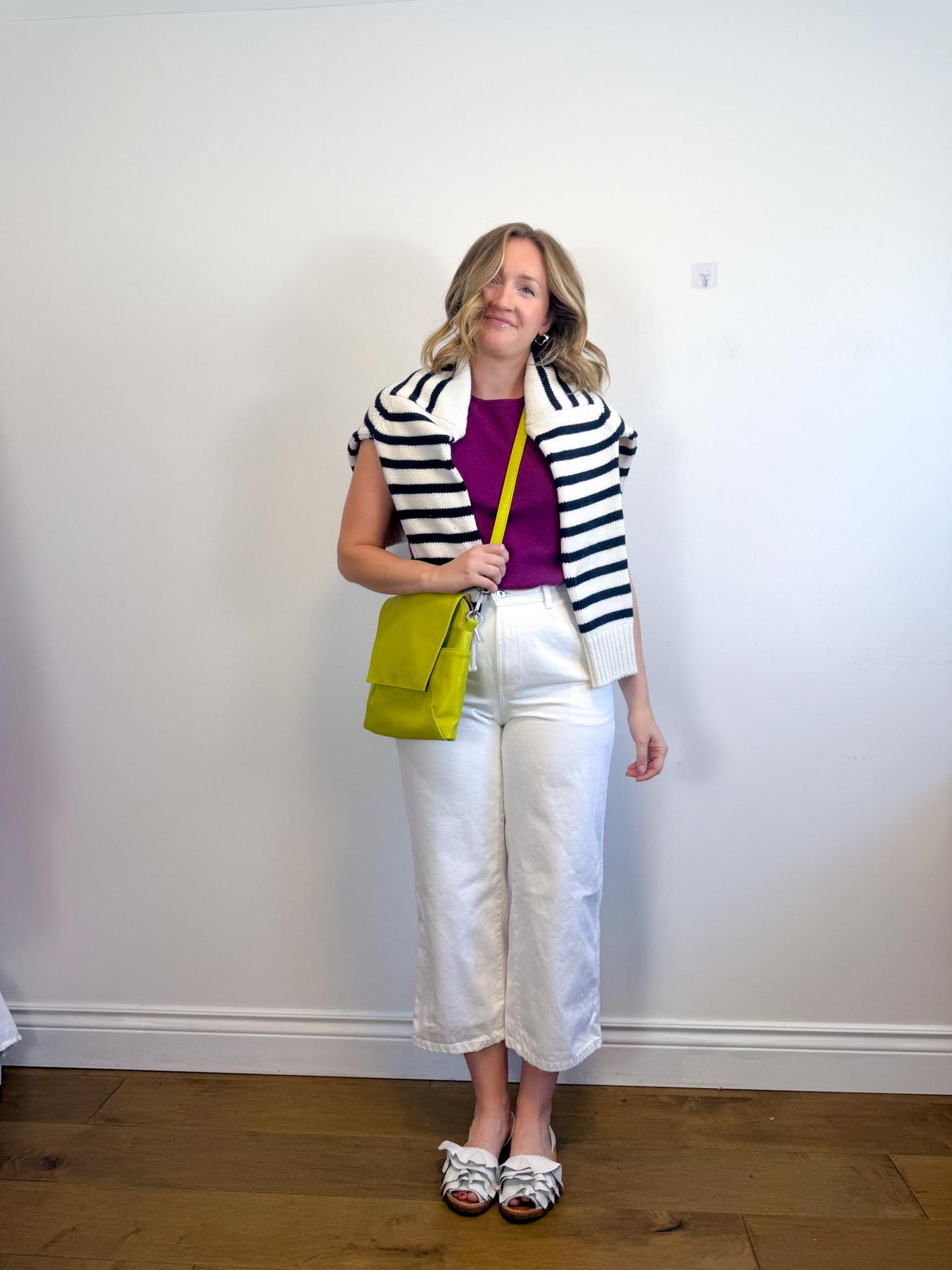 Sezane "Wilson Cardigan" in Ecru/Marine (Size S/M)