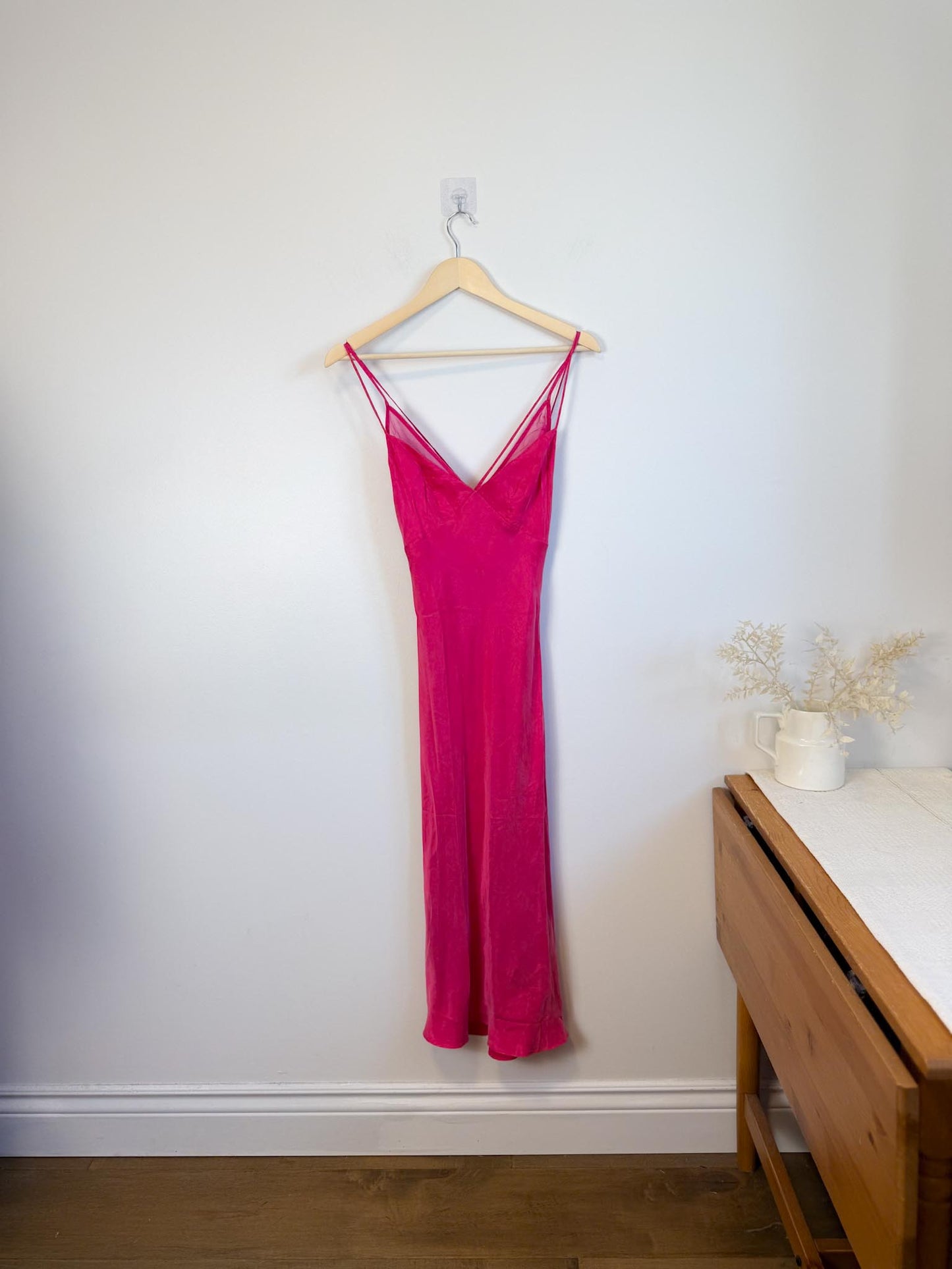 Third Form Silk Slip Dress in Hot Pink (Size S)