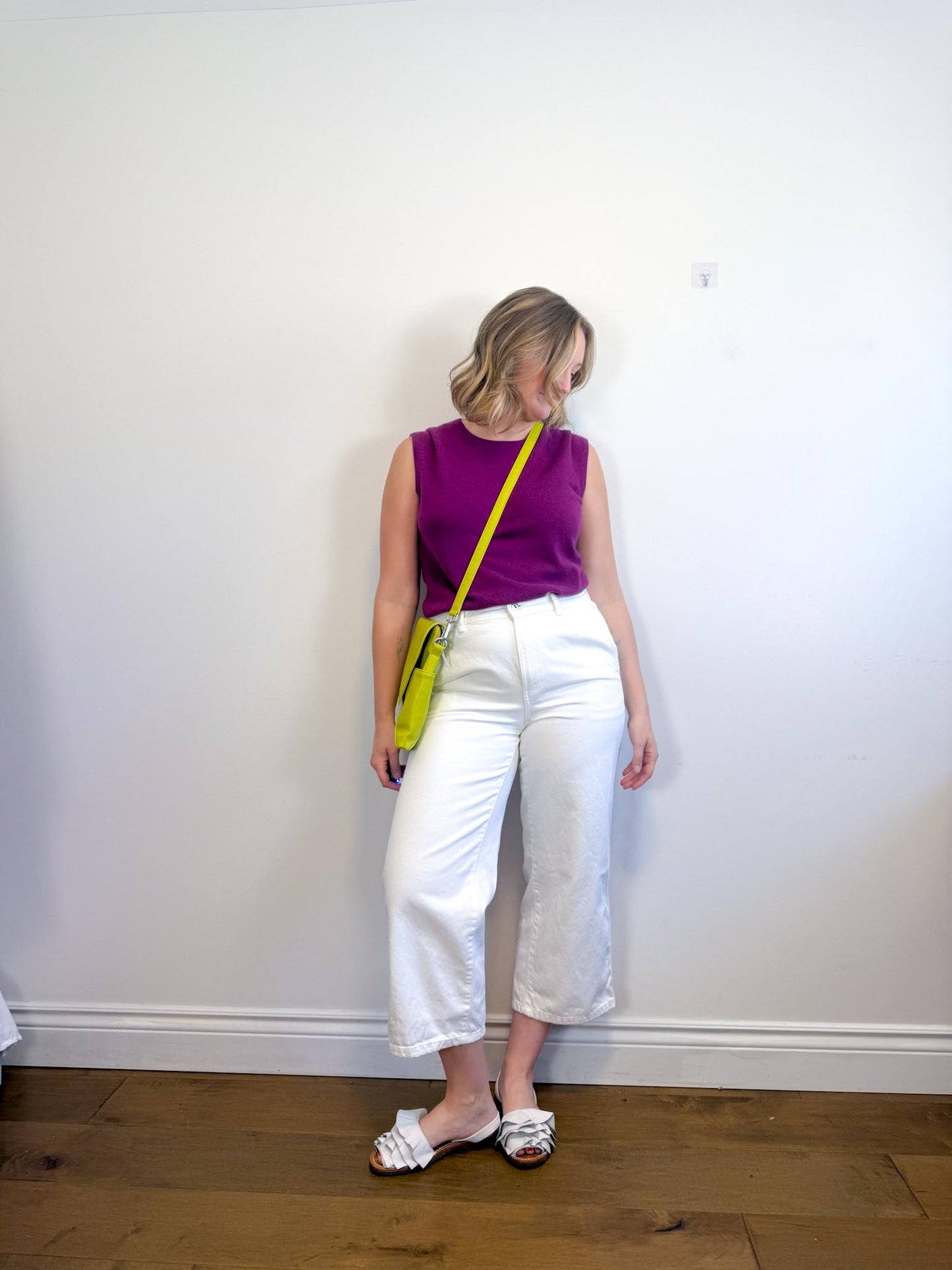 Massimo Dutti High Waist Wide Leg Jeans in White (Size 12)