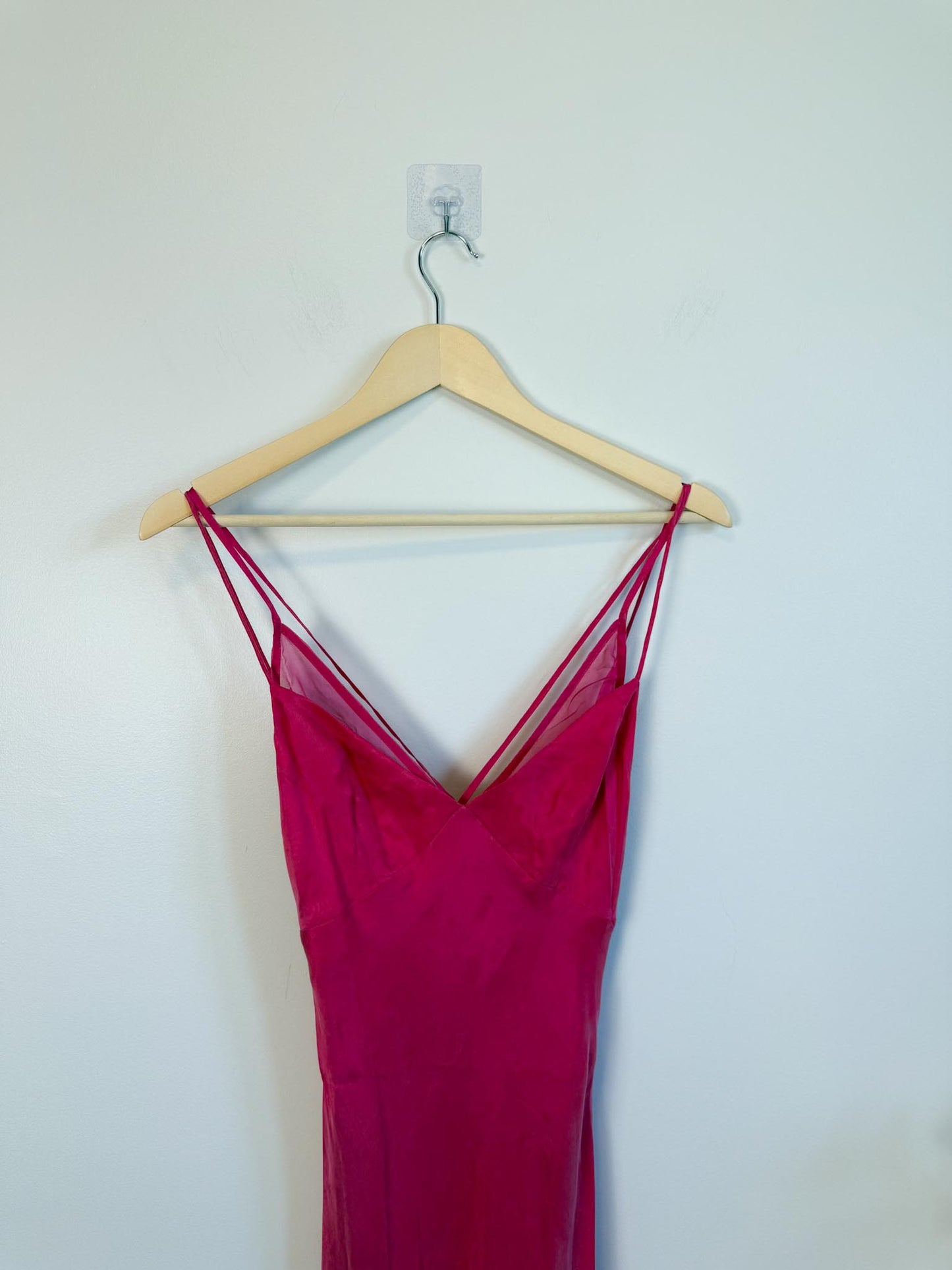 Third Form Silk Slip Dress in Hot Pink (Size S)