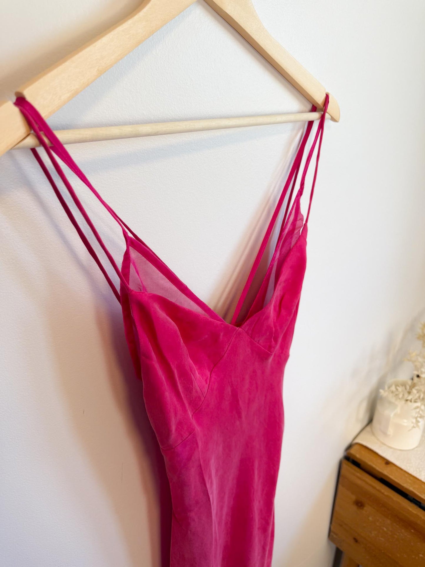 Third Form Silk Slip Dress in Hot Pink (Size S)