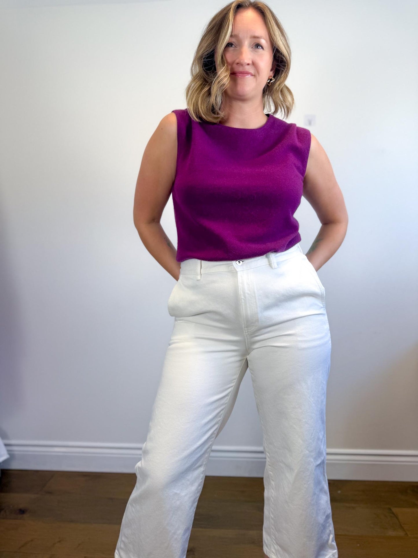 Massimo Dutti High Waist Wide Leg Jeans in White (Size 12)