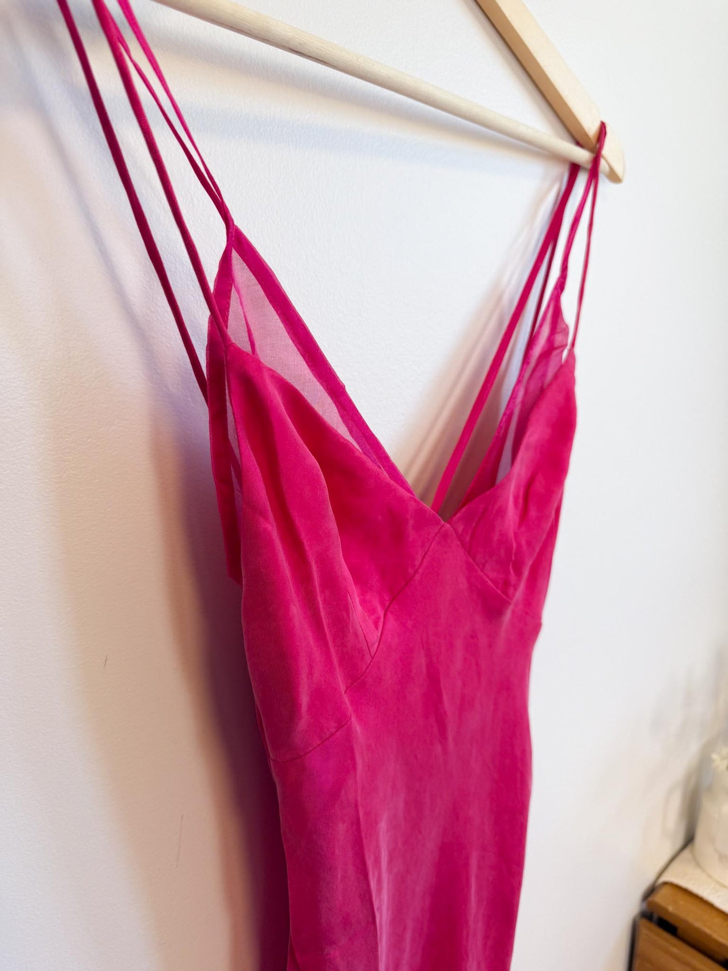 Third Form Silk Slip Dress in Hot Pink (Size S)