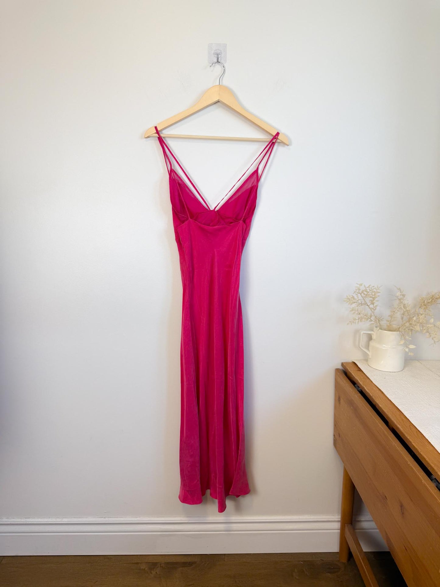 Third Form Silk Slip Dress in Hot Pink (Size S)