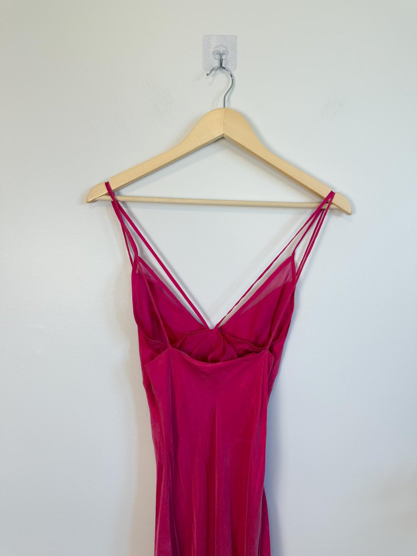 Third Form Silk Slip Dress in Hot Pink (Size S)