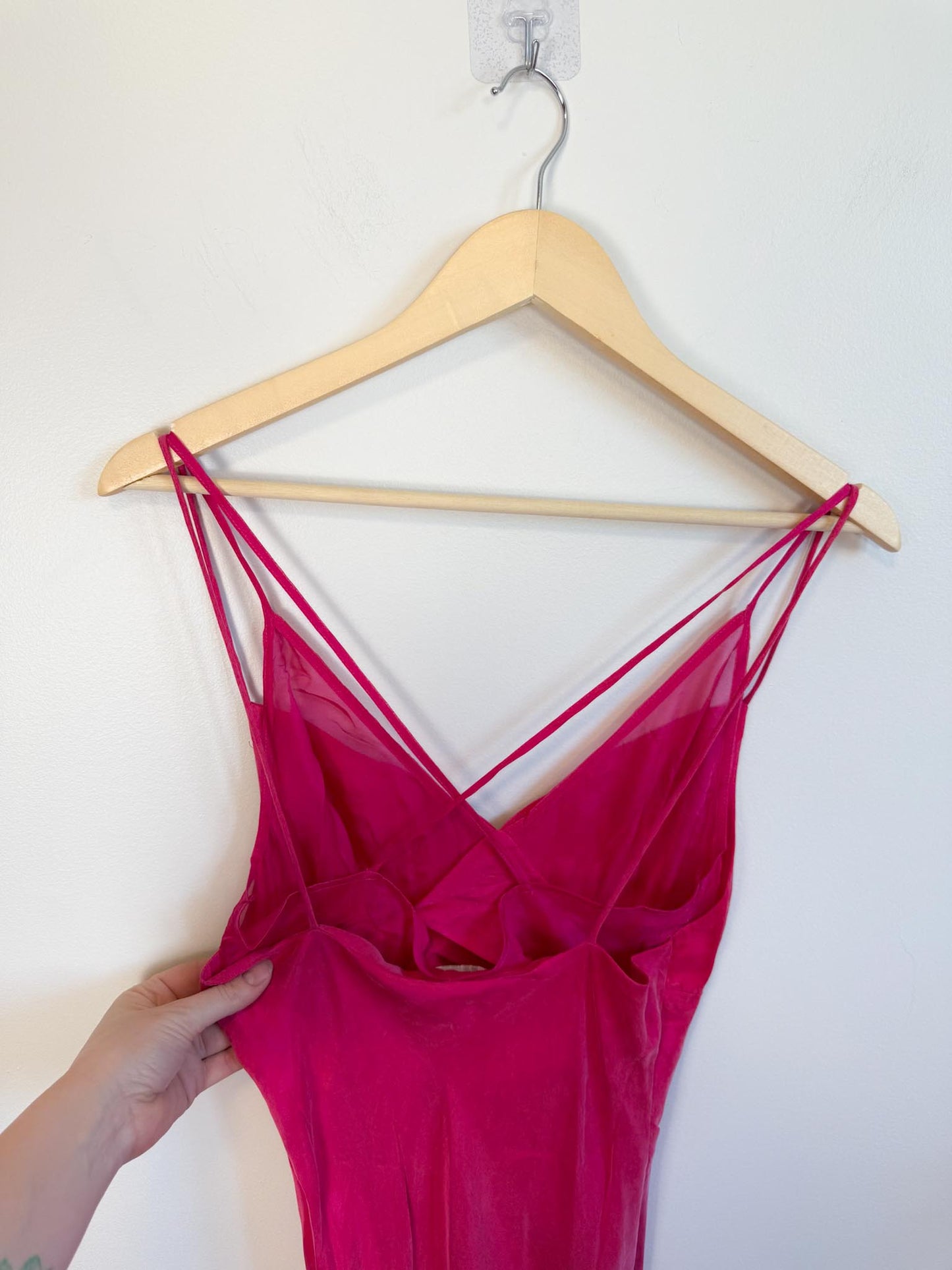 Third Form Silk Slip Dress in Hot Pink (Size S)