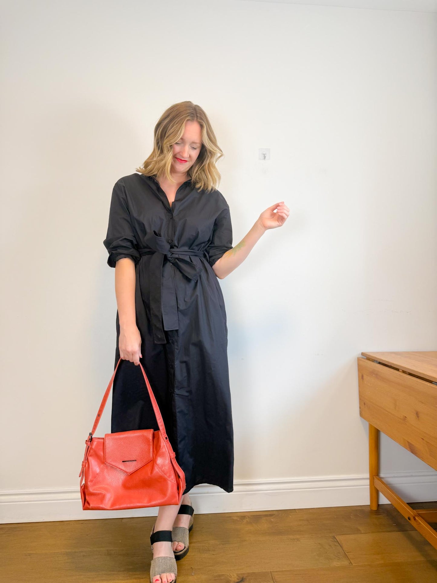 MATTEAU "Everyday Shirt Dress in Black" (Size M/L)