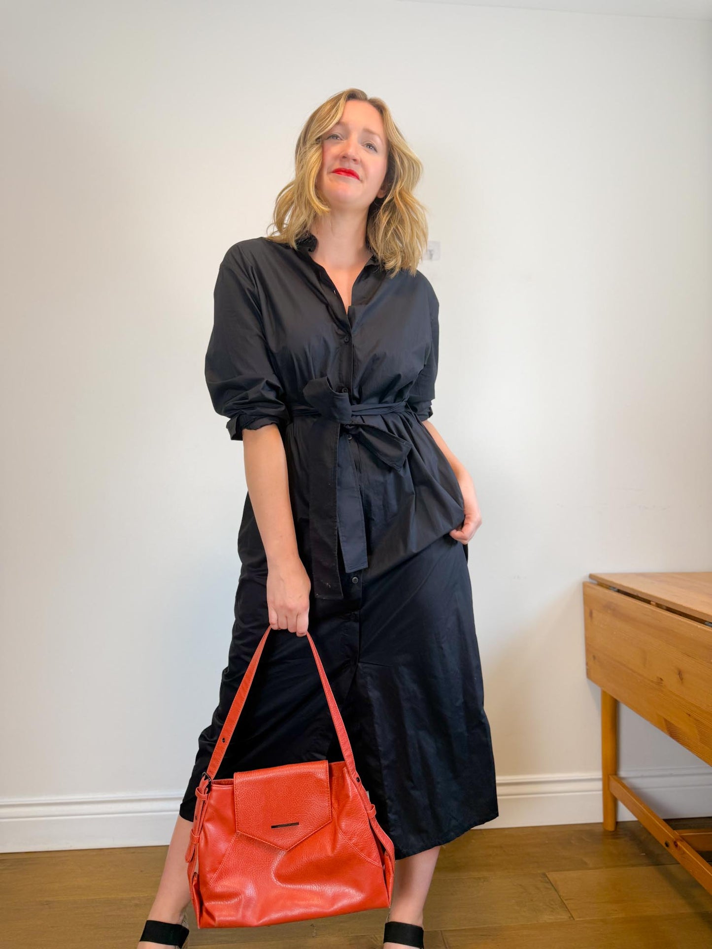 MATTEAU "Everyday Shirt Dress in Black" (Size M/L)