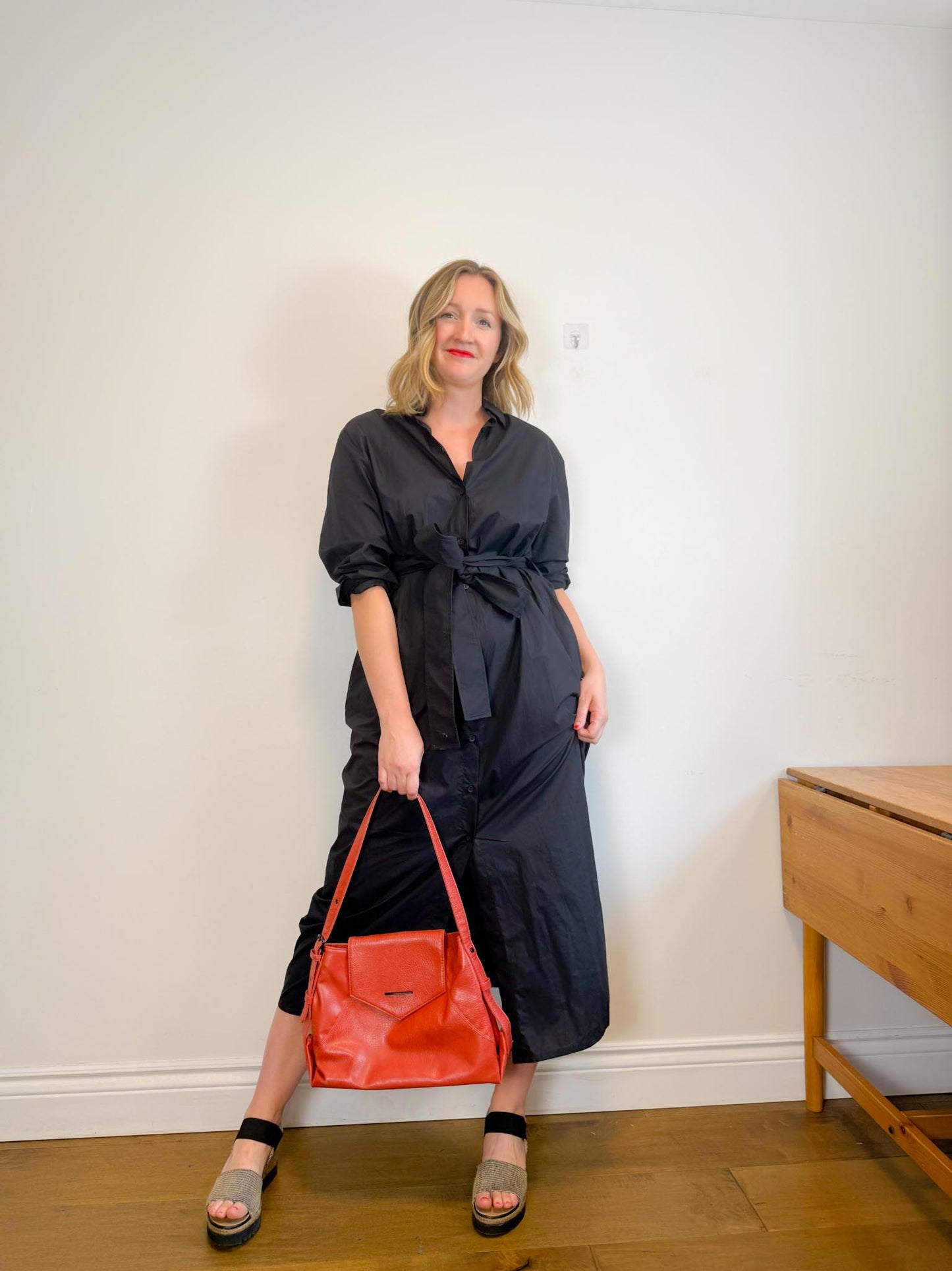 MATTEAU "Everyday Shirt Dress in Black" (Size M/L)