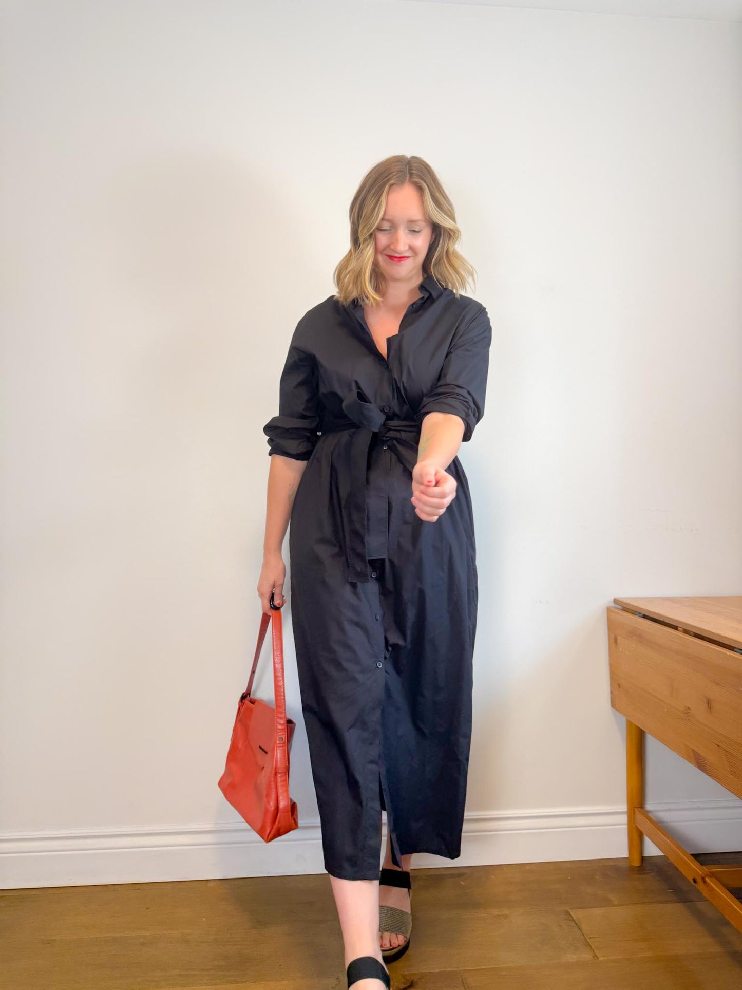 MATTEAU "Everyday Shirt Dress in Black" (Size M/L)