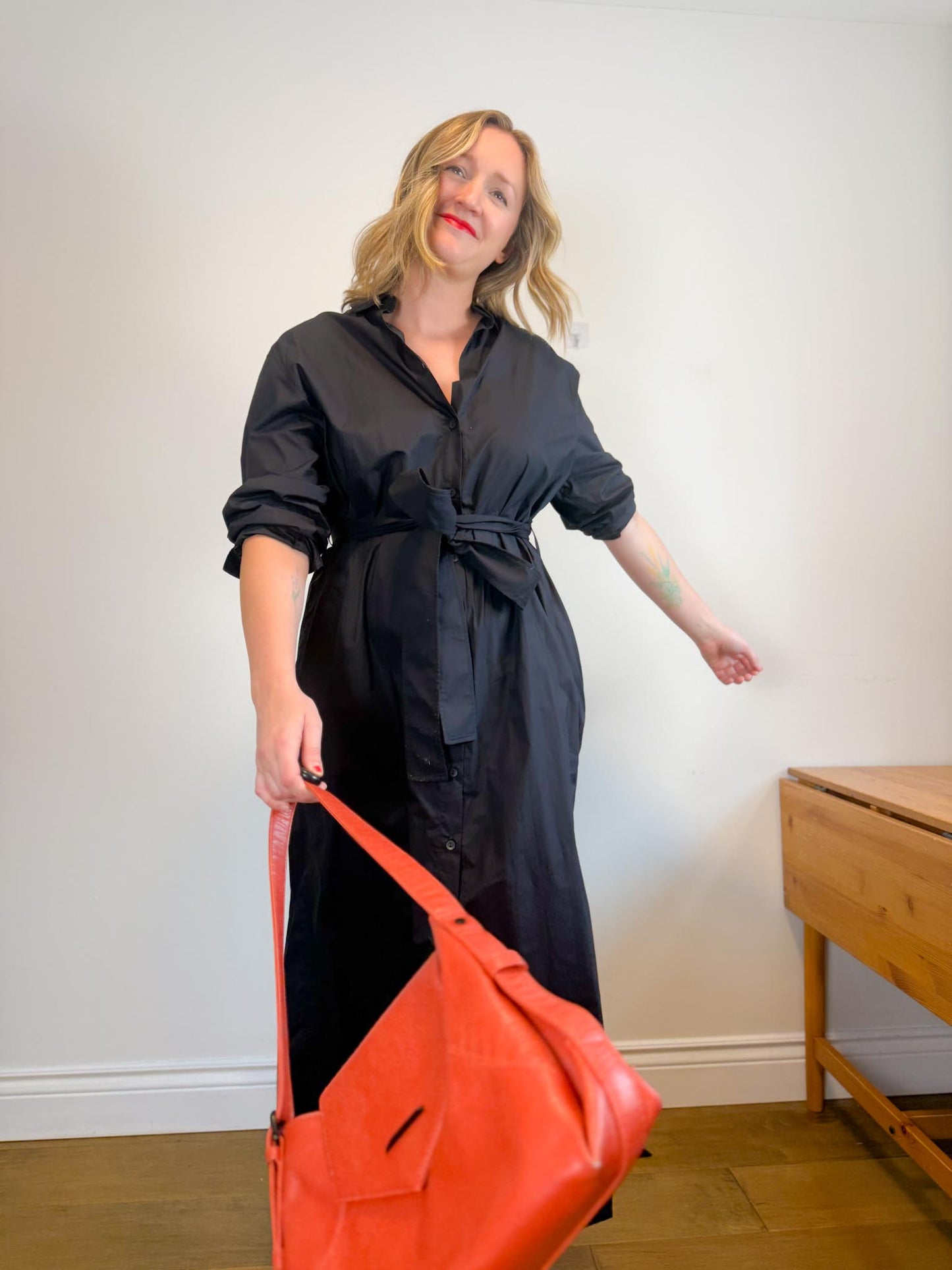 MATTEAU "Everyday Shirt Dress in Black" (Size M/L)