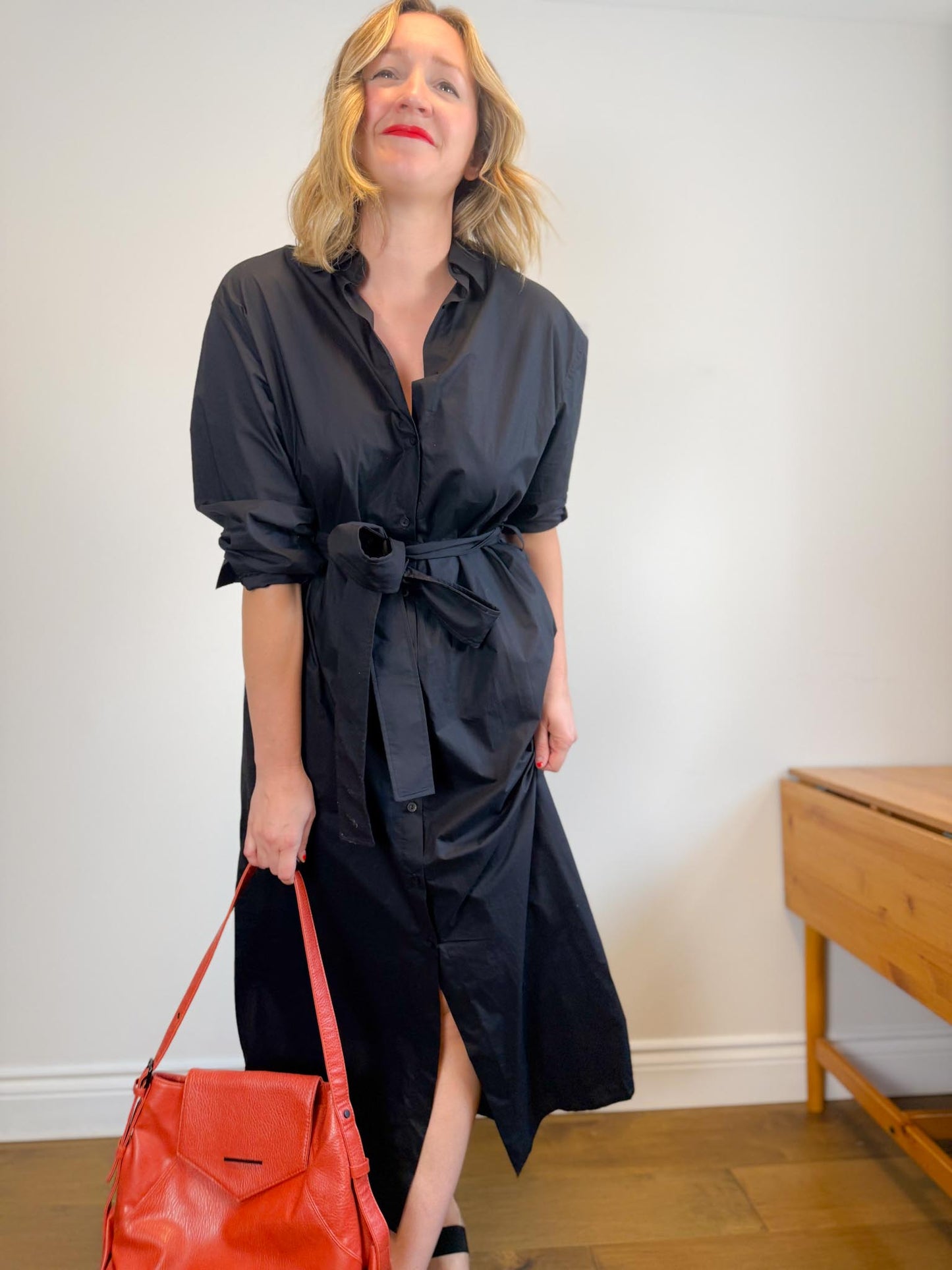 MATTEAU "Everyday Shirt Dress in Black" (Size M/L)