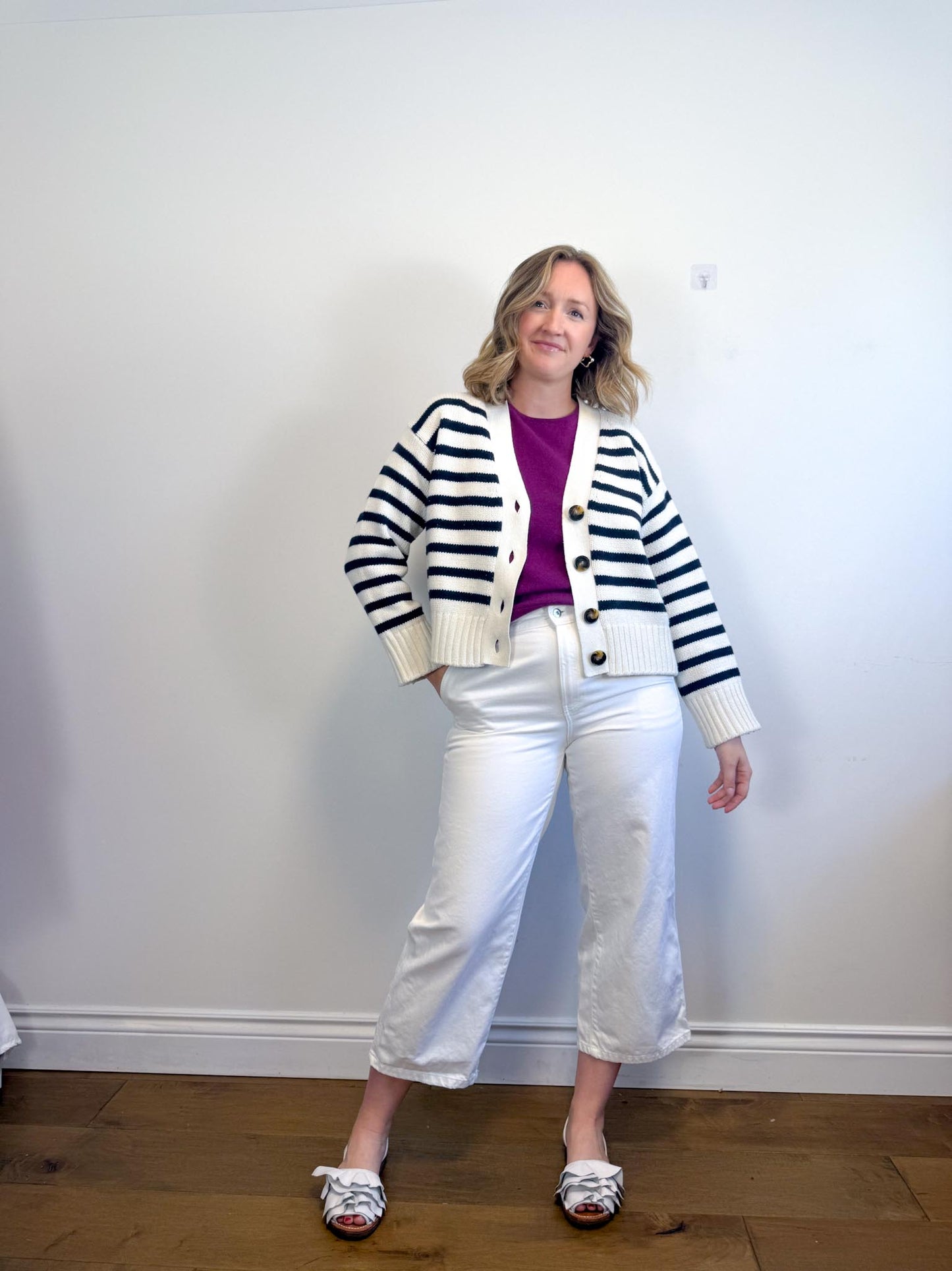 Massimo Dutti High Waist Wide Leg Jeans in White (Size 12)