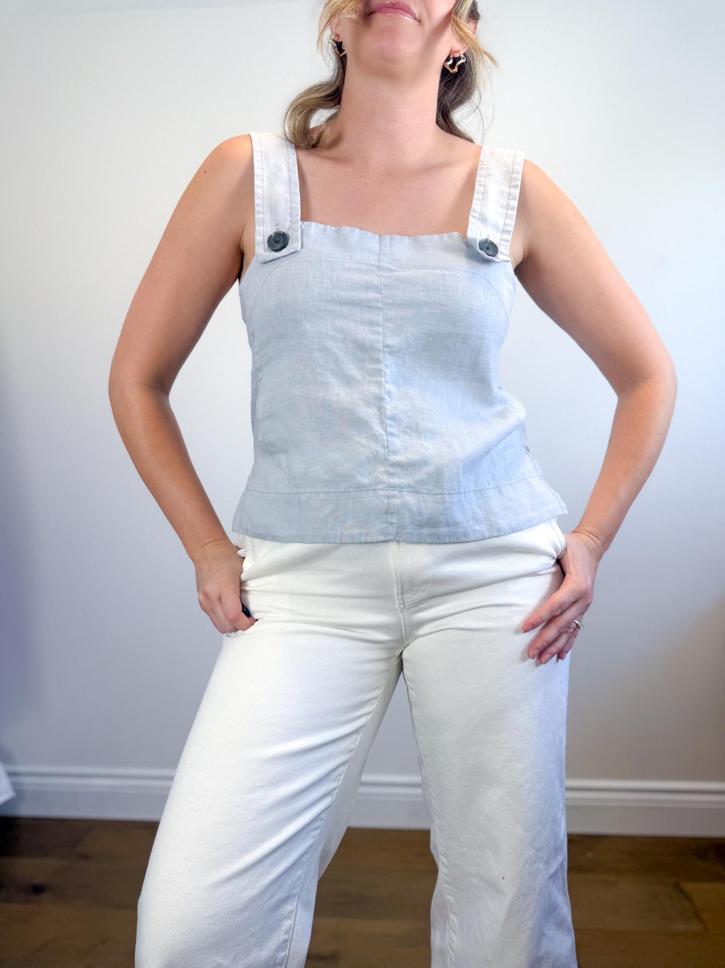 Everlane "The Apron Linen Tank in Grey" (Size 8)