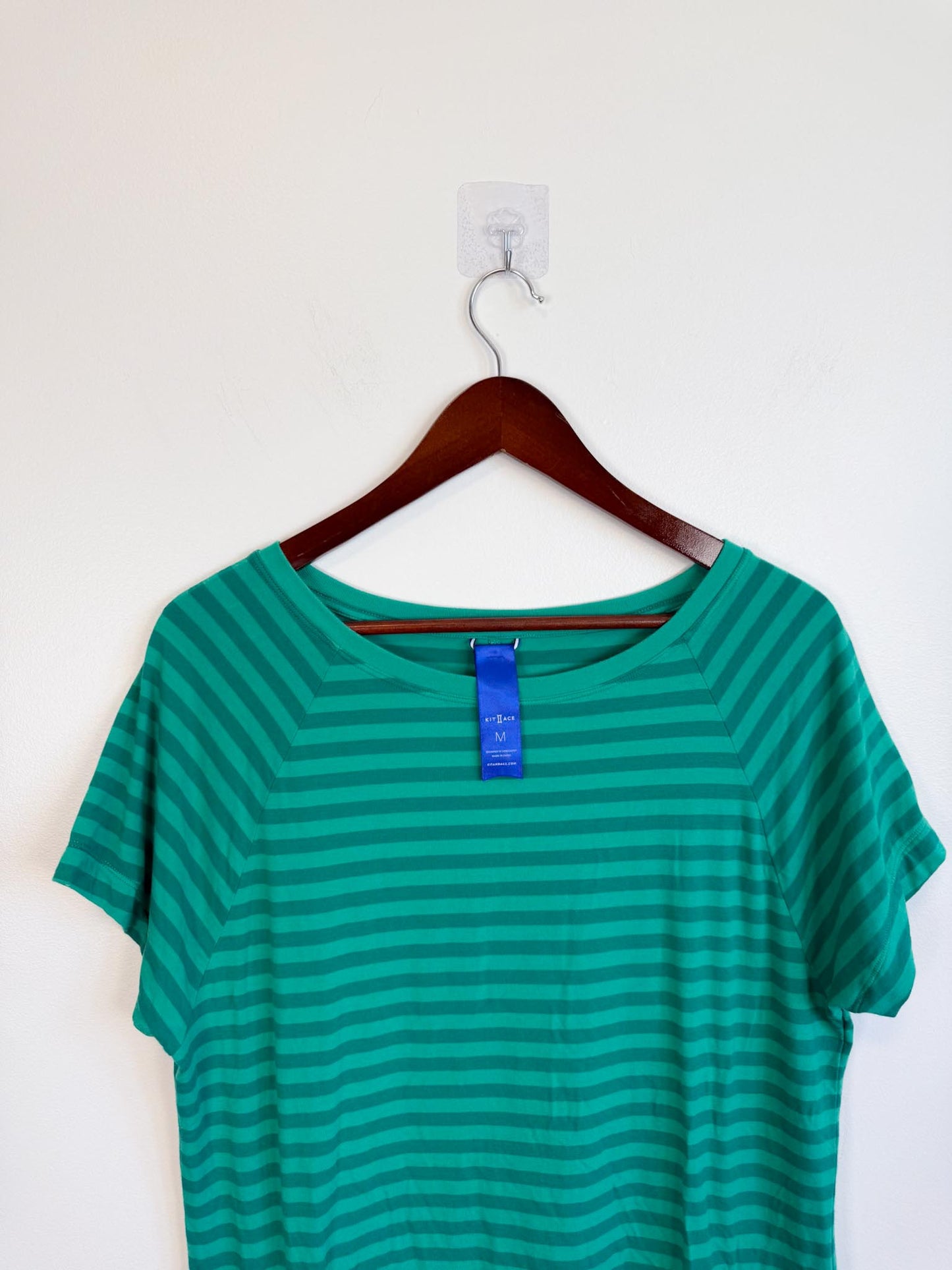 Kit & Ace Pima Cotton Striped T-Shirt Dress in Green (Size M)