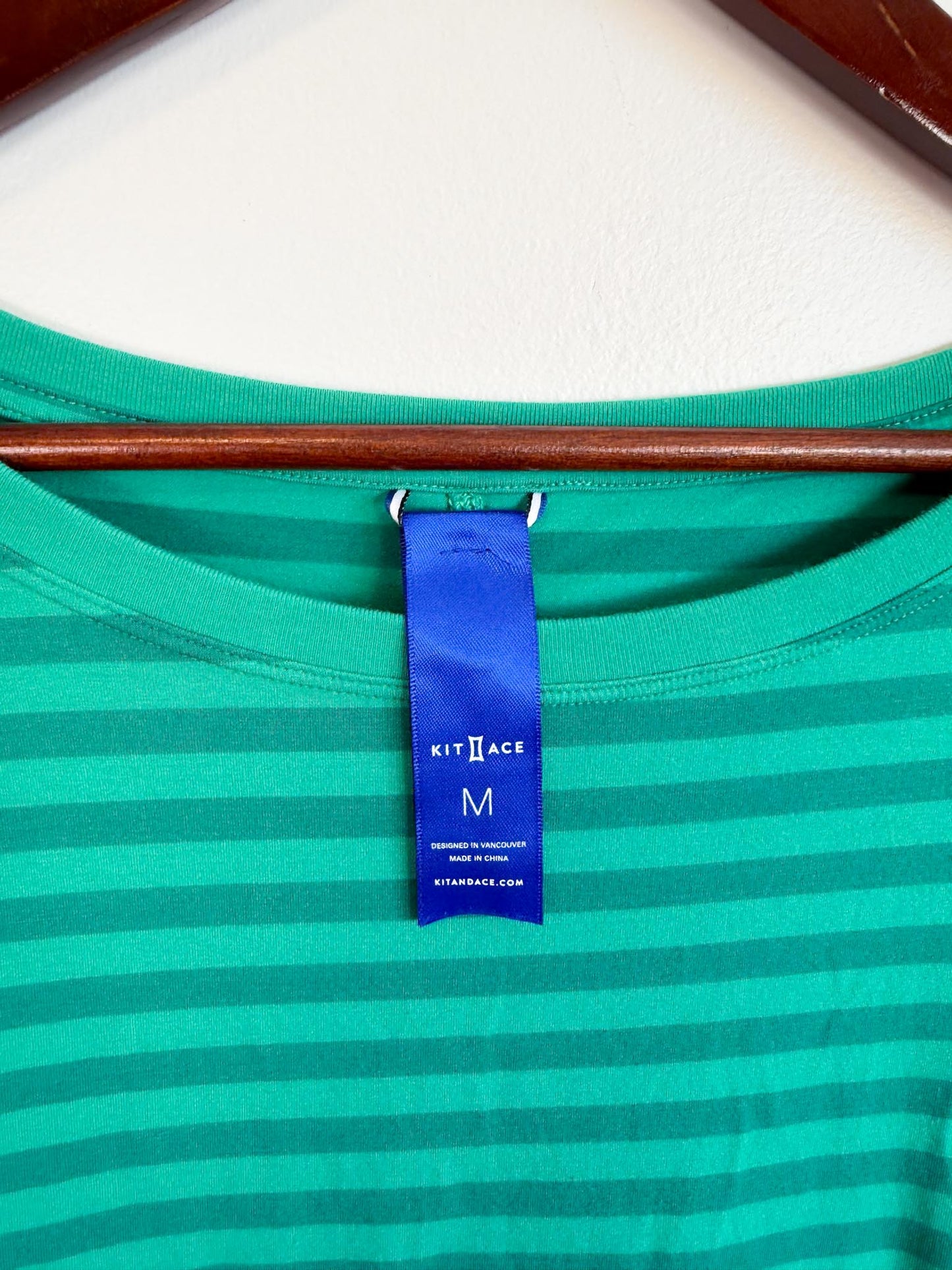 Kit & Ace Pima Cotton Striped T-Shirt Dress in Green (Size M)