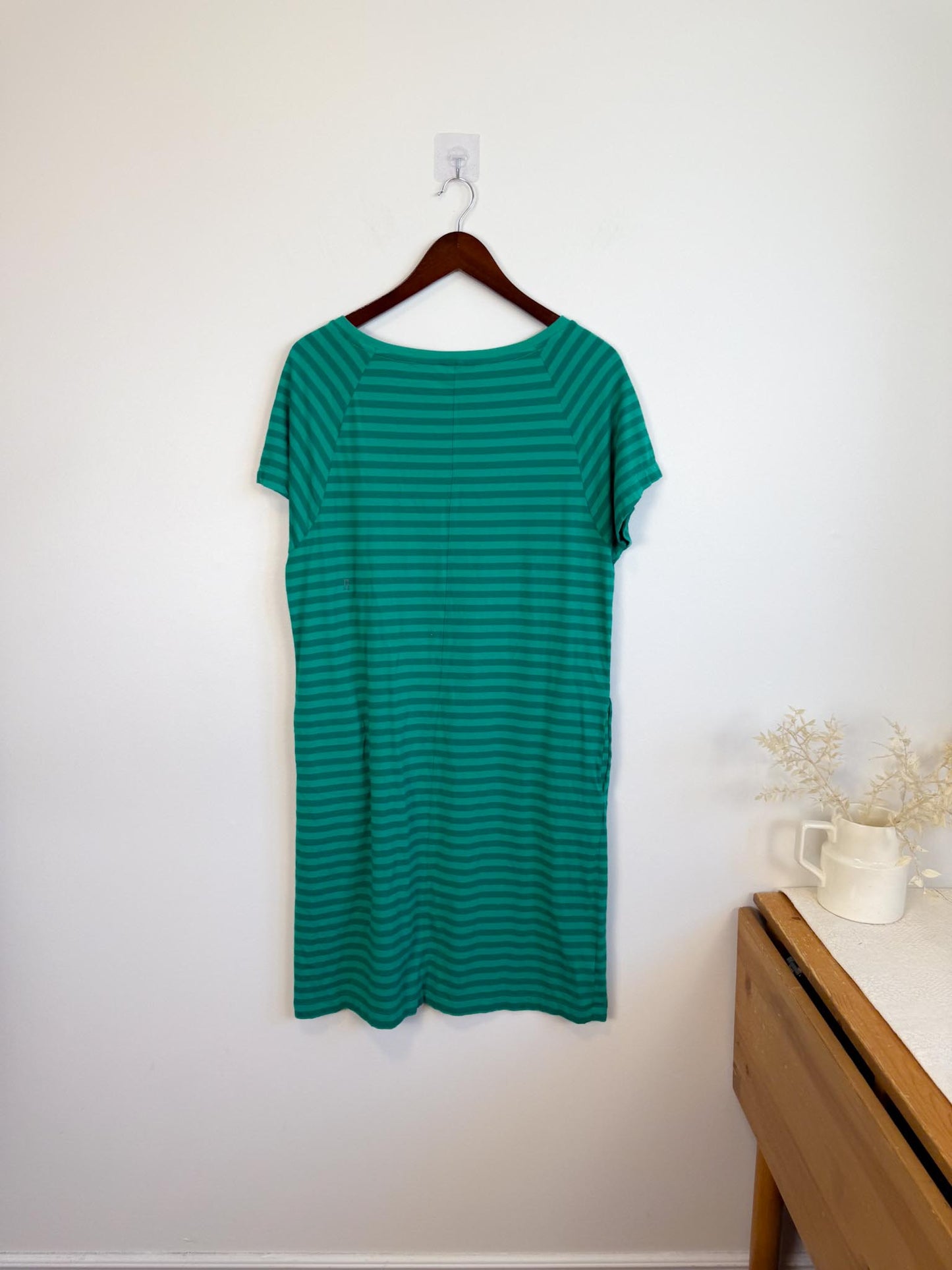 Kit & Ace Pima Cotton Striped T-Shirt Dress in Green (Size M)