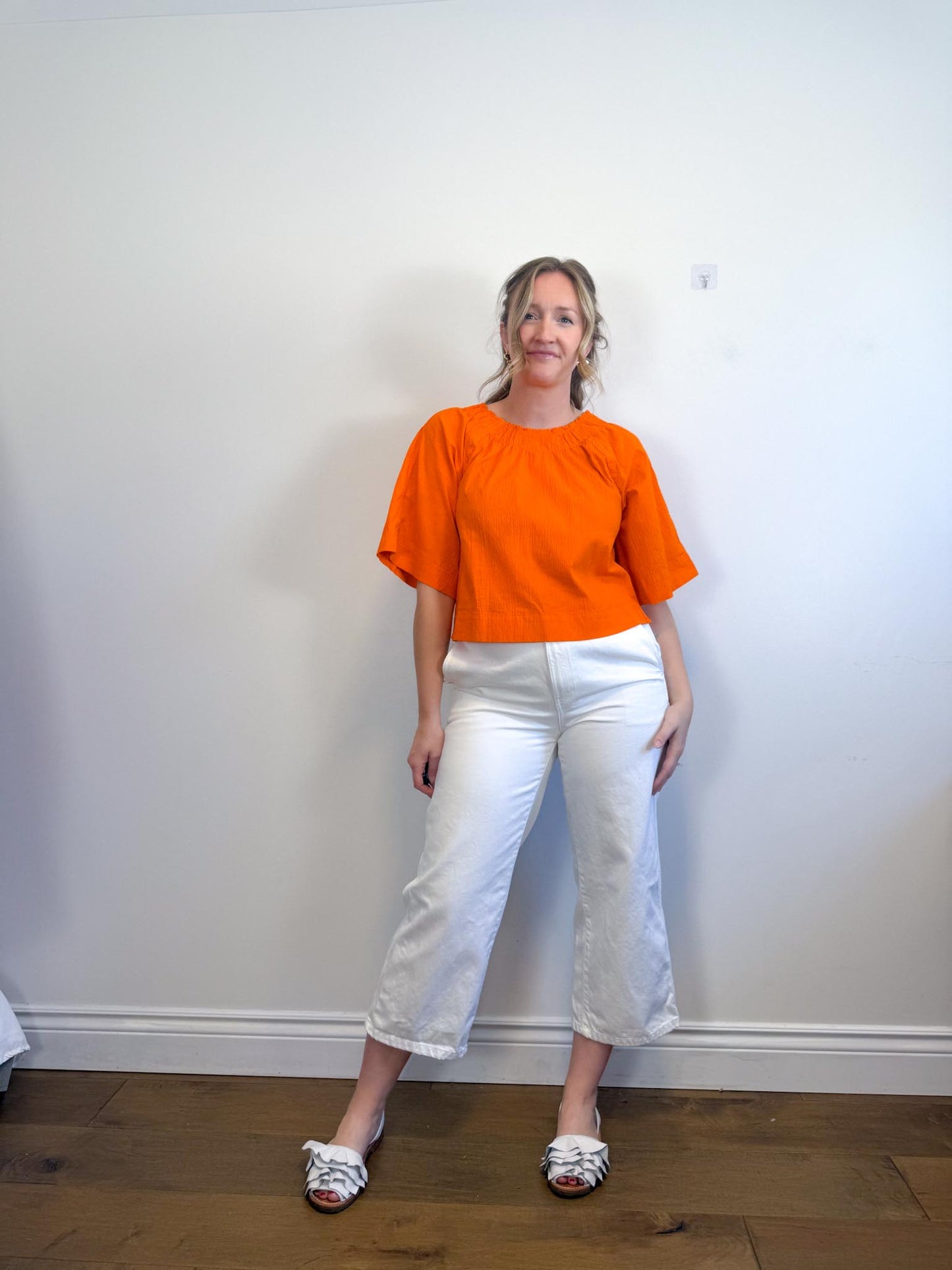 Massimo Dutti High Waist Wide Leg Jeans in White (Size 12)