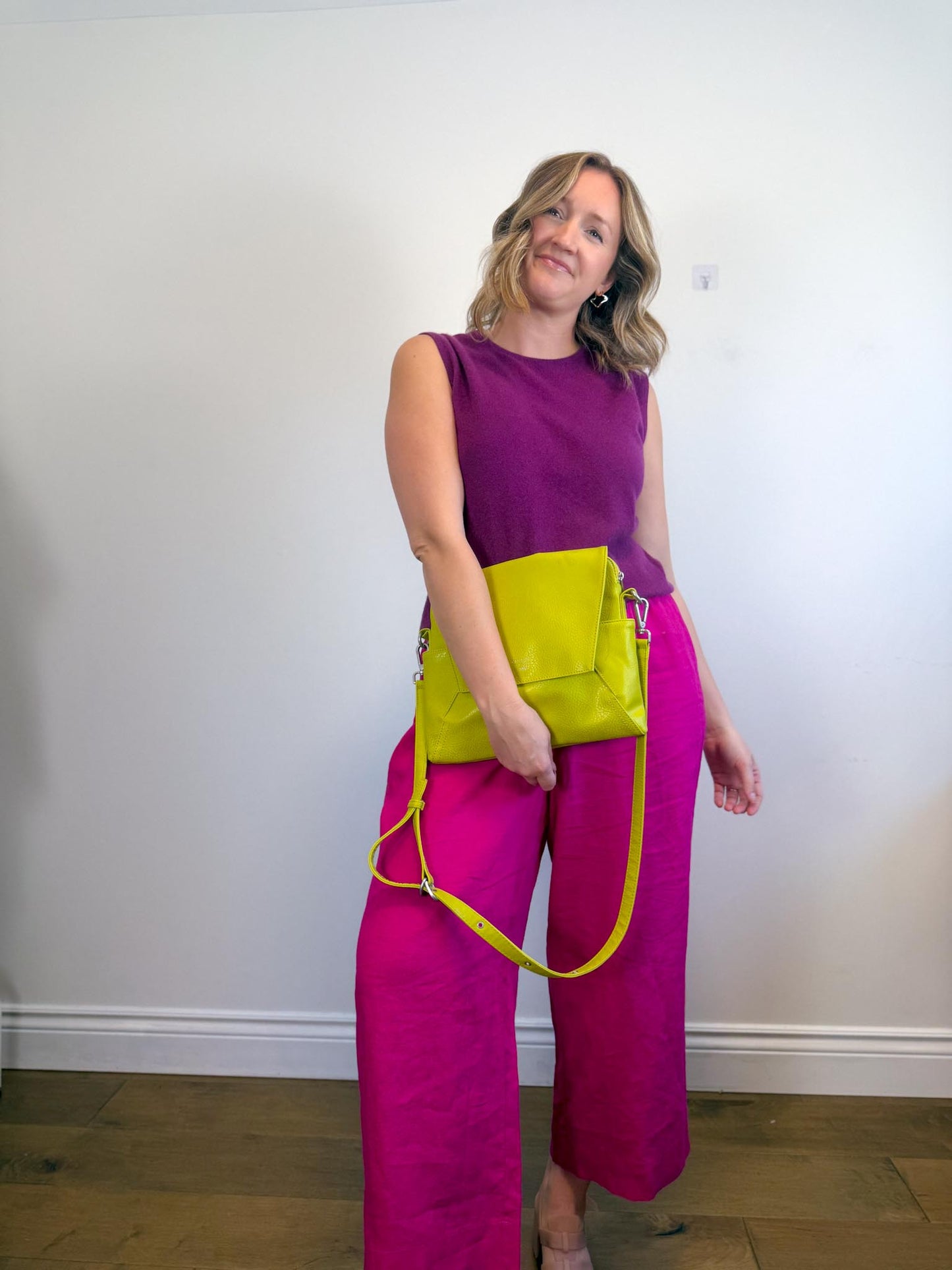 OUI Wide Leg Linen Culottes in Hot Pink (Size XL)