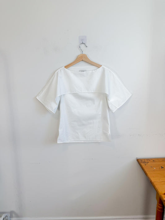 COS "Draped Cotton Top in White" (Size S)