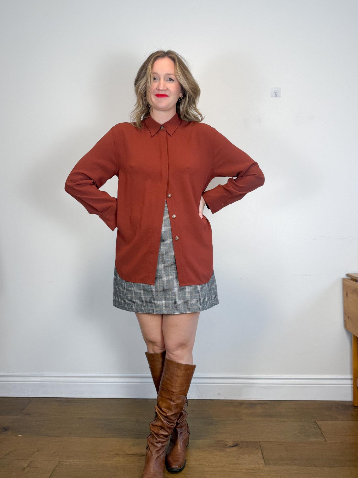 Hudson North Plaid Wool Mini Skirt (Size 14)