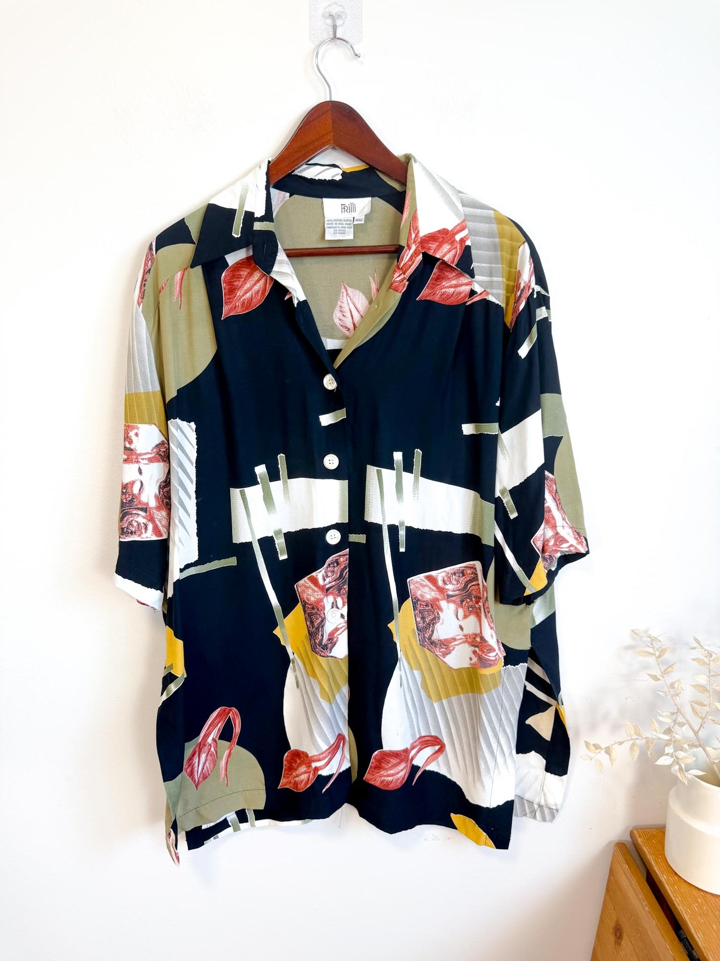 Vintage Abstract Print Blouse (Size XL)