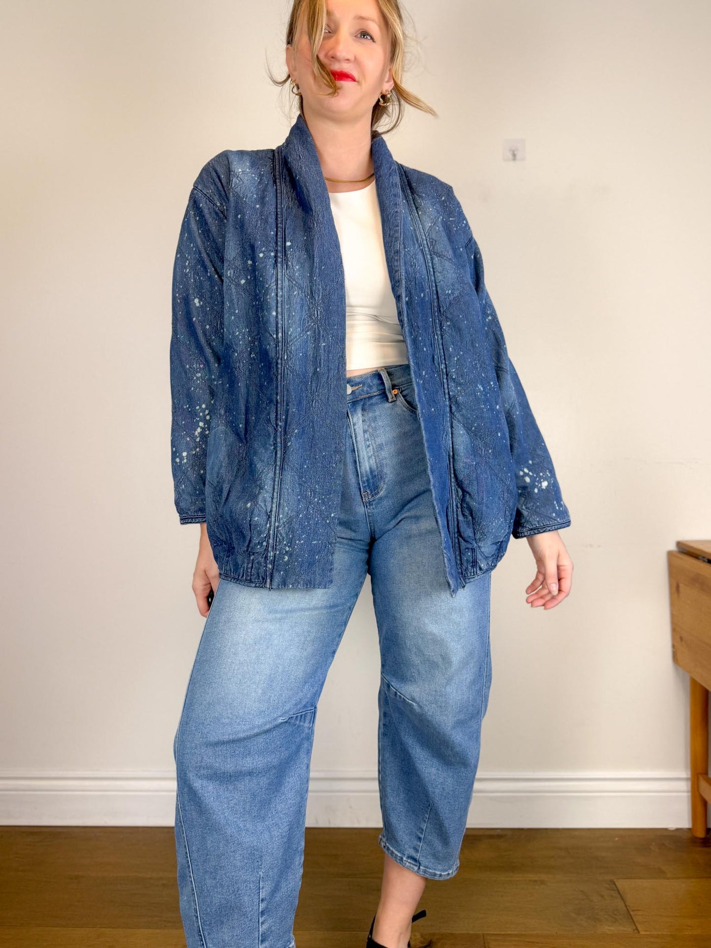 Anthropologie "Pilcro Quilted Denim Kimono Jacket" (Size S/M)