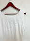 Vintage White Linen Dress with Floral Embroidery (Size M/L)