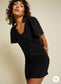 Nation Ltd Slow Fashion Black Mini Dress with Puff Sleeve (Size S)