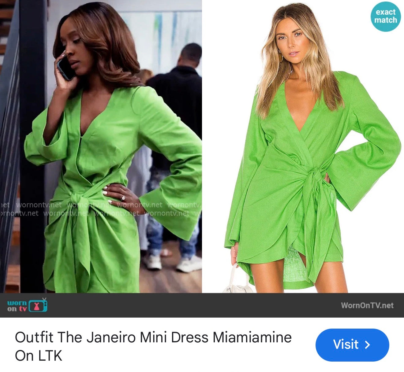 L'Academie "The Janeiro Linen Mini Dress in Green" (Size M)