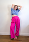 COS "Relaxed Tailored Wide Leg Trousers in Bright Pink" (Size 12)