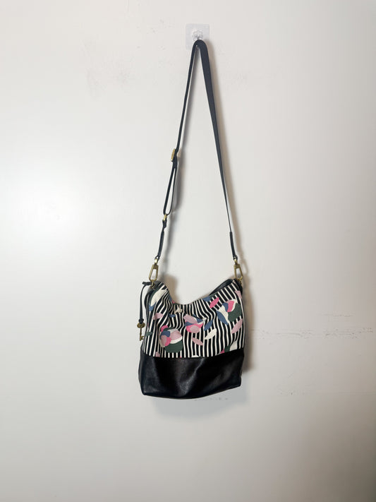 FOSSIL Black Leather Purse with Floral Print