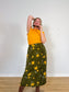 Vintage Floral Skirt in Green / Mustard (Size L/XL)