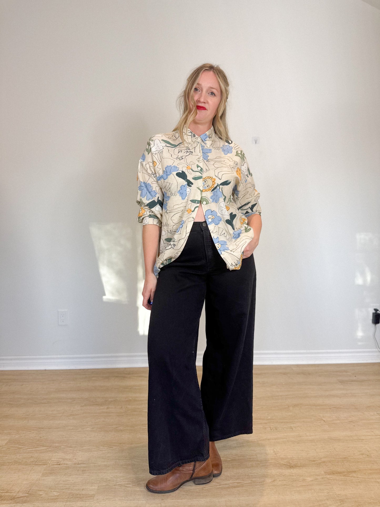 Eve Gravel Sustainable "Romy Shirt in Filles Fleurs" (Size M)