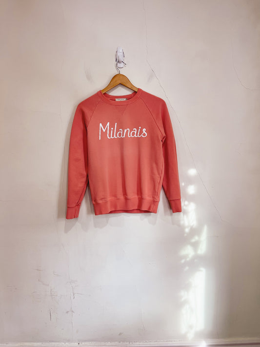 Maison Kitsuné Milanais Crew Neck Sweatshirt in Pink (Size S)