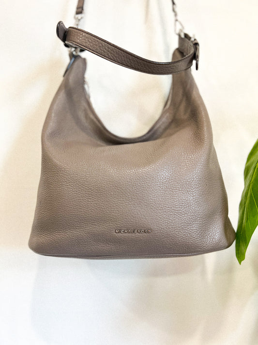 Michael Kors Grey Leather Slouchy Shoulder Bag