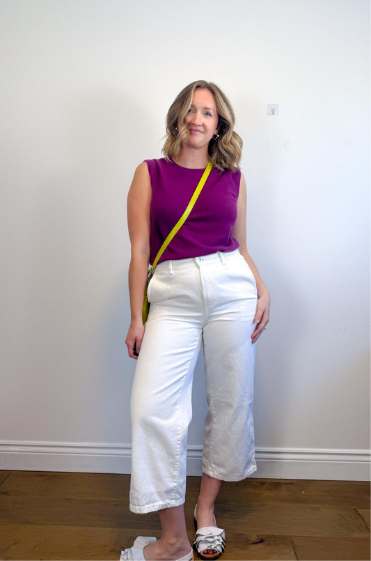 Massimo Dutti High Waist Wide Leg Jeans in White (Size 12)