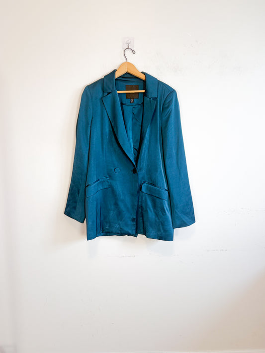 Ever New Satin Blazer in Teal (Size M/L)